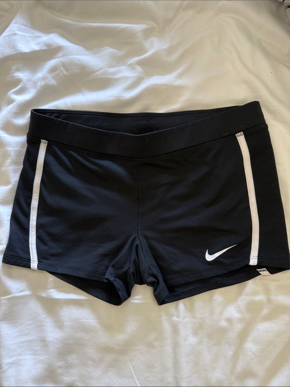 Nike Black Workout Shorts with White Stripes